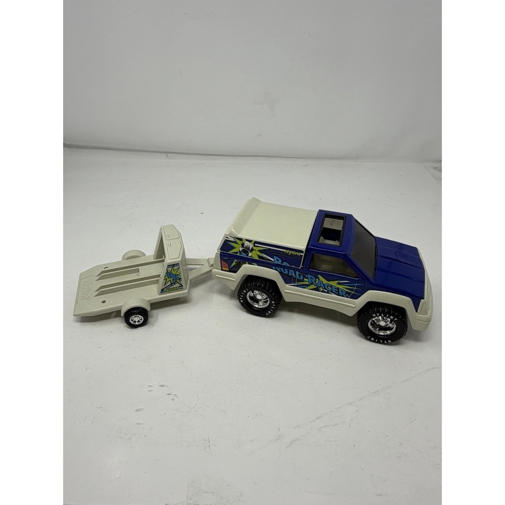 Nylint Road Racer Pickup Truck with Trailer 1997 Pressed Steel Toy‎ Blue White